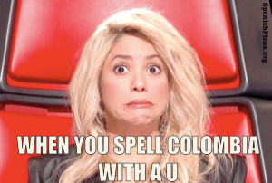 Spell Colombia with a U