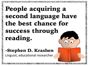 People acquiring a second language have the best chance for success through reading
